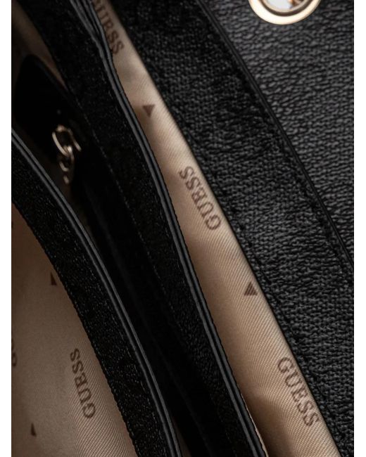 Guess Black Monogram-Pattern Satchel Bag