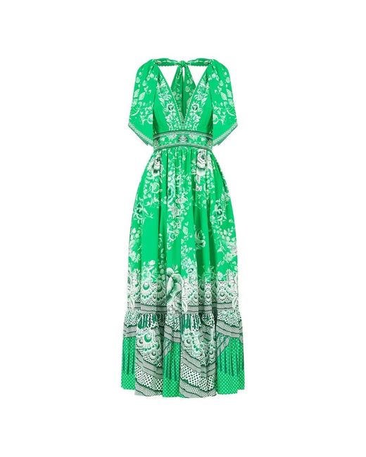 camilla green dress Baltic Born Womens Kearny Ruffle Maxi Dress | Dark Green Floral main image 1