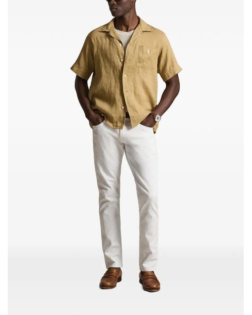 Polo Ralph Lauren Natural Embroidered Linen Shirt for men