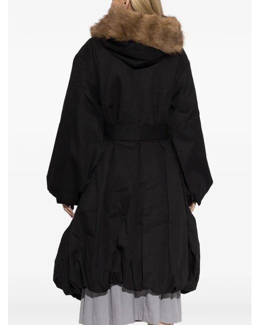 ROTATE BIRGER CHRISTENSEN Black Faux-Fur Collar Coat