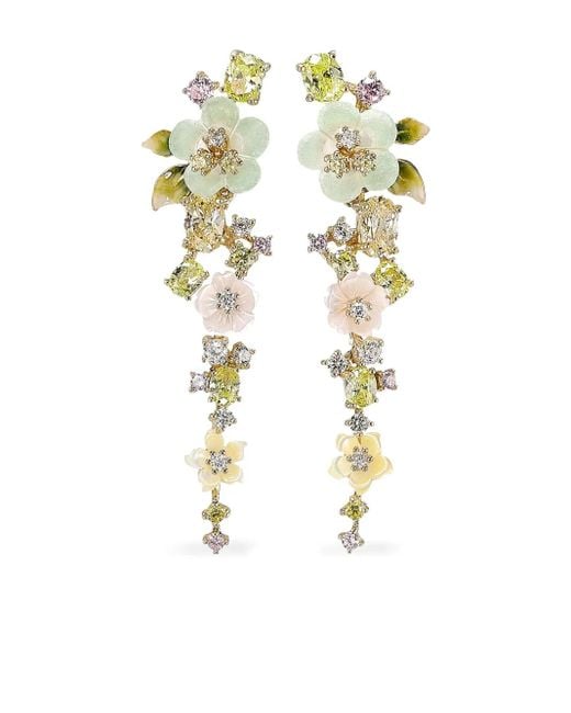 Anabela Chan White 14K And 18K Vermeil Primrose Vine Multi-Stone Earrings
