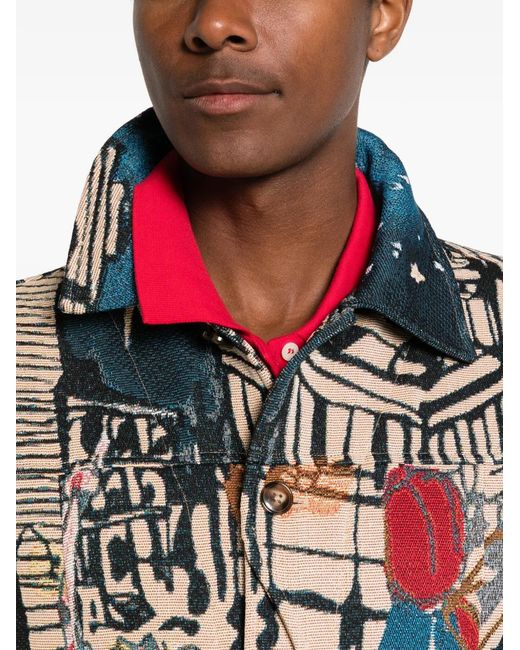 Kidsuper White Patterned Button Shirt Jacket for men