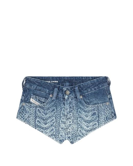 DIESEL Blue Trompe-L'Oeil Bouclé Shorts
