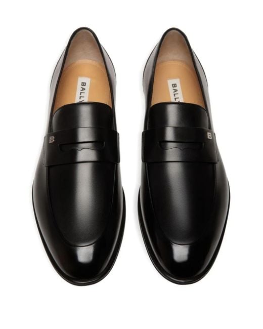 Bally Black Penny-Slot Leather Loafers for men