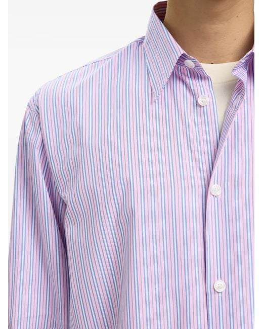 SELECTED Purple Striped Chest-Pocket Shirt for men
