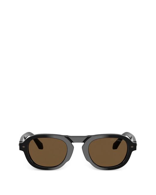 Giorgio Armani Black Round-Frame Sunglasses for men