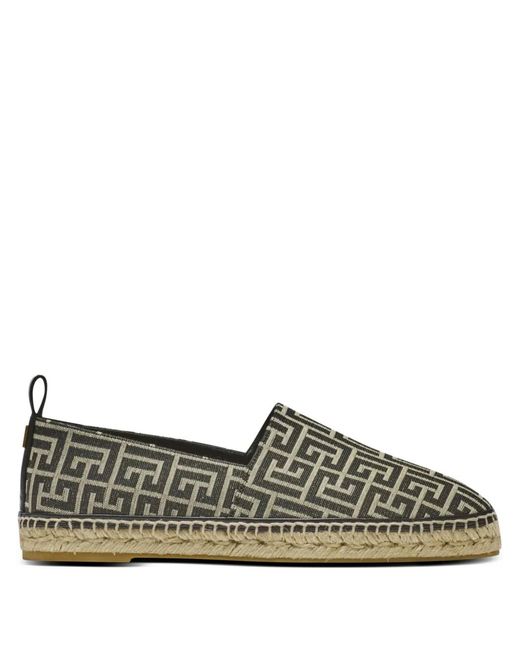 Balmain Green Monogram-Jacquard Espadrilles for men