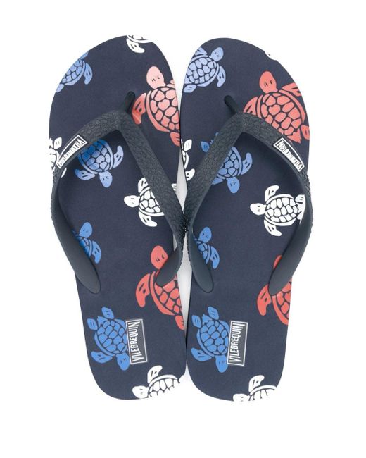 Vilebrequin Blue Turtle-print Flip Flops for men