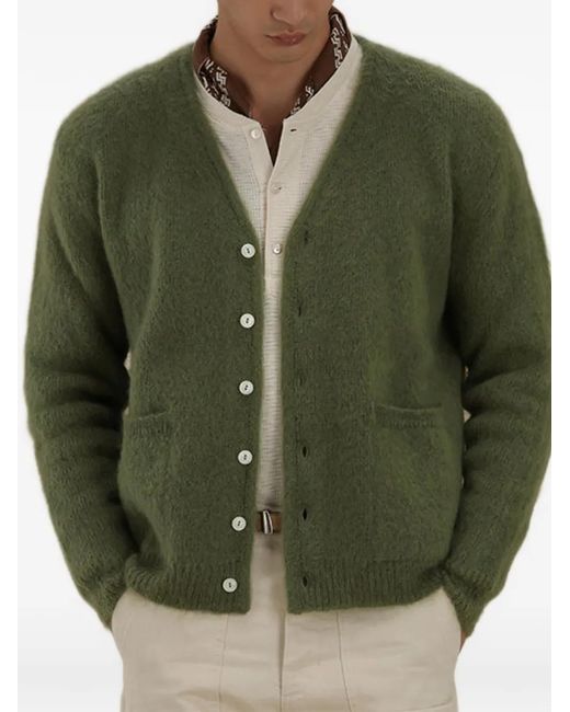 Fortela Green Teddy Pockets Cardigan for men