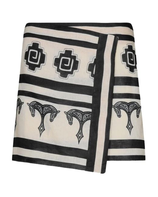 Johanna Ortiz Black Horse-Print Wrap Skirt