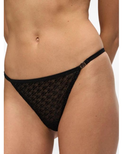 Karl Lagerfeld Gray Autograph Mesh Thong