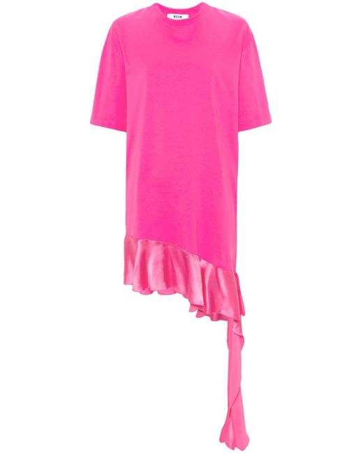 MSGM Pink Short-sleeve Cotton T-shirt Dress