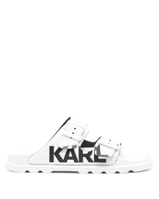 Karl Lagerfeld White Logo-debossed Slides