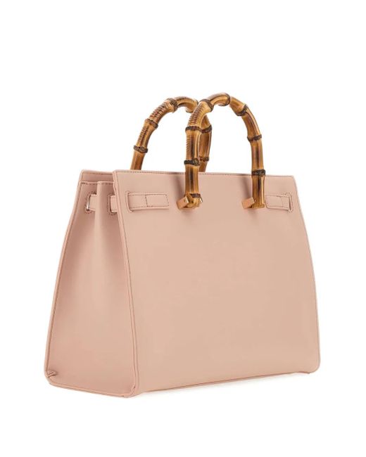 Liu Jo Pink Bamboo-Handle Structured Bag