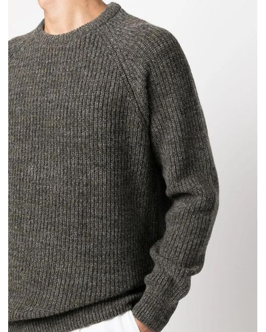 Barbour Gray Ribbed-Knit Long-Sleeve Jumper for men