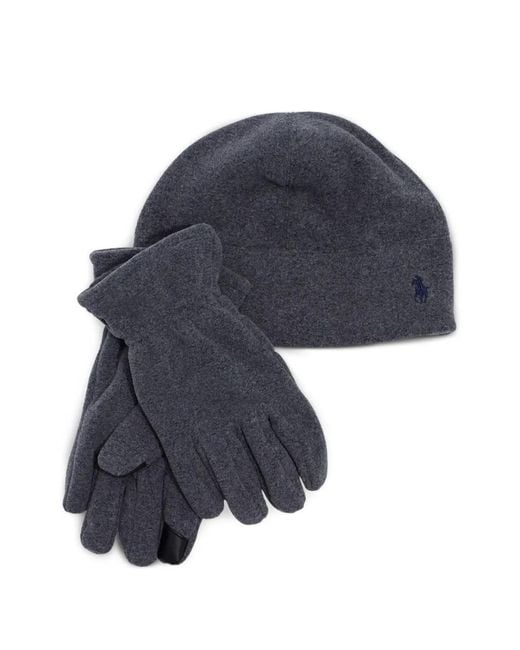 Polo Ralph Lauren Blue Gloves And Beanie Set (Set Of Two) for men