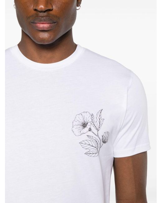 Sunspel White Floral-print Cotton T-shirt for men