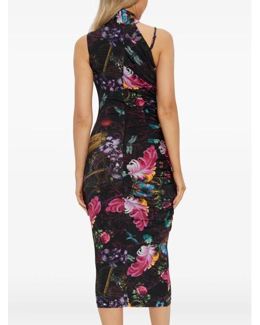 Versace Jeans Couture Blue Floral-Print Midi Dress