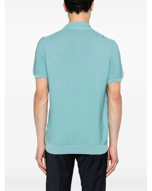 Drumohr Blue V-neck Cotton Polo Shirt for men