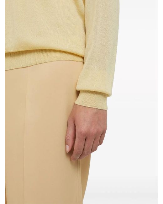 Jil Sander Natural V-Neck Cashmere Top