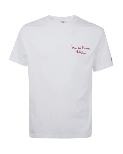 メンズ Mc2 Saint Barth Slogan-embroidered T-shirt White