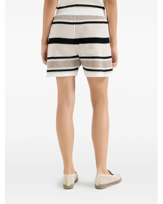 Brunello Cucinelli Gray Striped Cotton Net Knit Shorts
