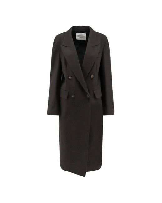 Hevò Black Martina Franca Double-Breasted Coat