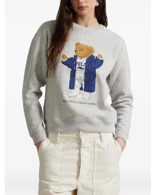 Polo Ralph Lauren White Polo Bear Crew-Neck Sweatshirt