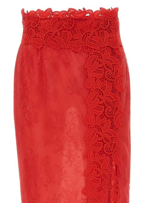 Jupe En Dentelle À Fleurs Brodées Blumarine en coloris Red