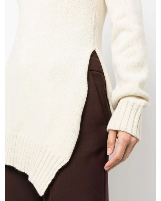 Jil Sander White Asymmetric-hem Jumper