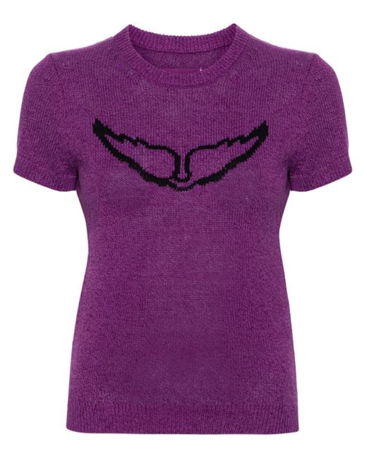 Zadig & Voltaire Purple Sorly Logo-intarsia Top