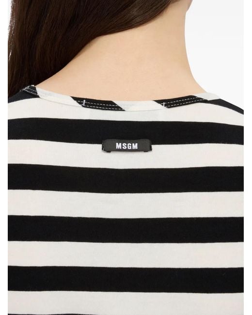 MSGM Black Striped Short-Sleeve T-Shirt