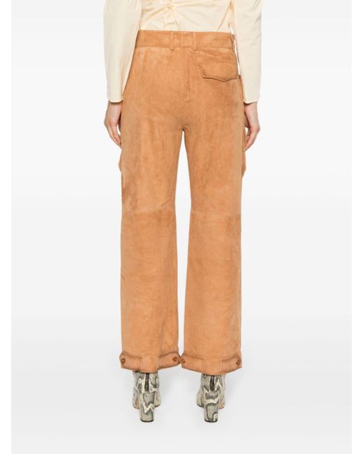 Ermanno Scervino Brown Suede Straight Trousers