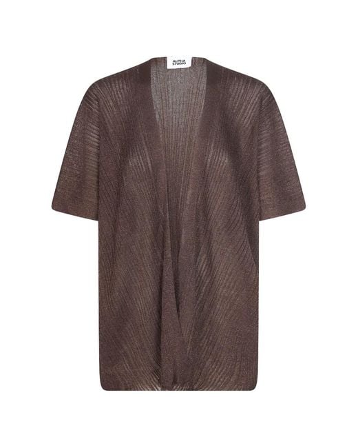 Alpha Studio Brown Open-Front Cardigan