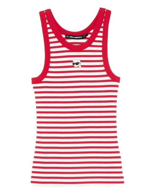 Karl Lagerfeld Red Striped Tank Top