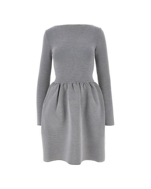 Emporio Armani Gray Robe Courte À Rayures