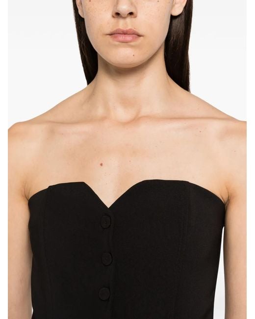 Imperial Black Strapless Button-Up Top