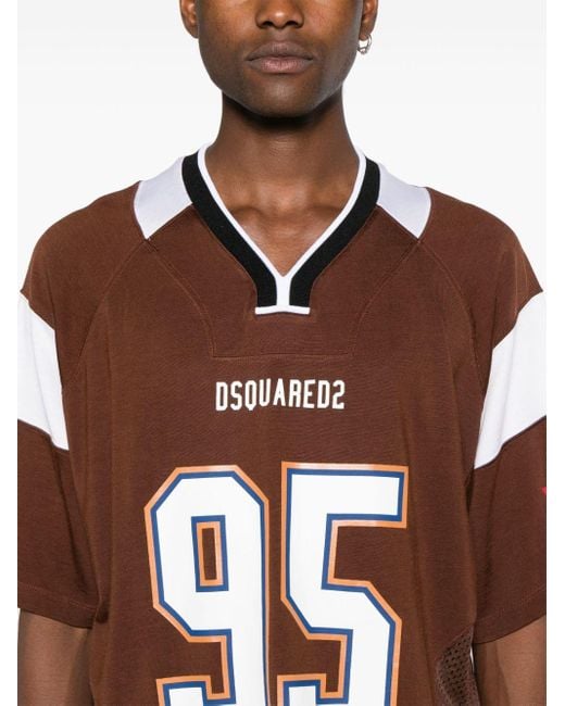 DSquared² Football T-Shirt in Colour-Block-Optik in Brown für Herren