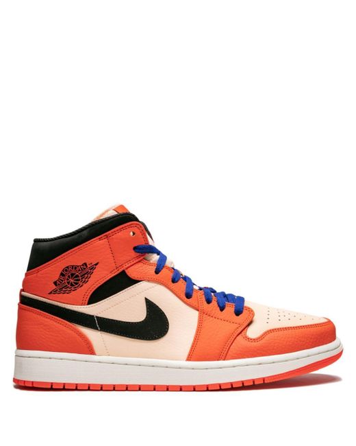Nike Leather Air Jordan 1 Mid Se High-top sneakers in Orange for ...