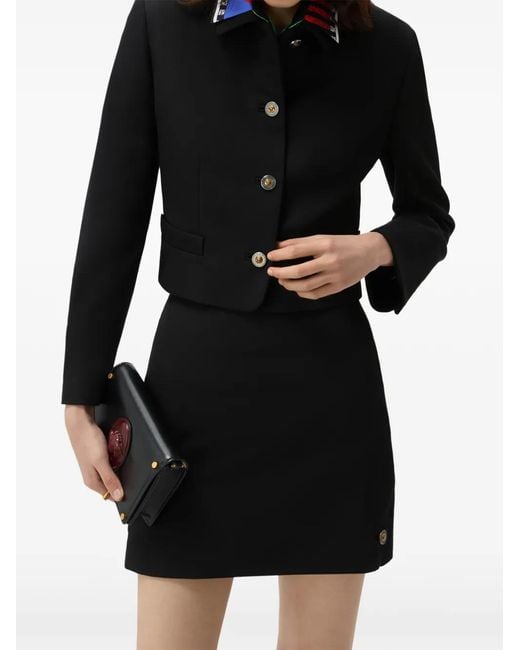 Versace Black Medusa-Button Cropped Jacket