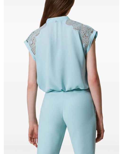 Twinset レースパネル ブラウス Blue