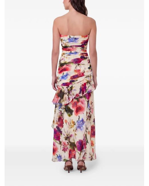 Nicholas White Viola Ruched Ruffled Maxi Dress