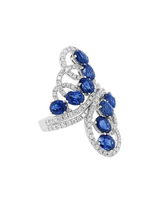 HYT Jewelry Blue 18K Sapphire And Diamond Ring