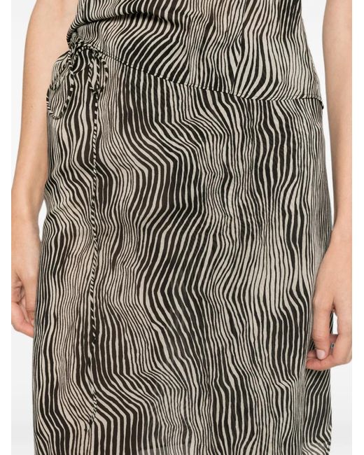St. Agni Gray Savannah Zebra-Pattern Wrap Mini Skirt