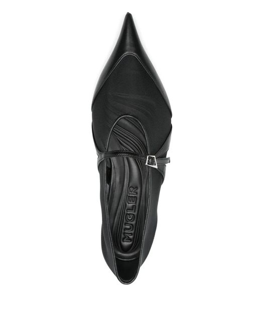 Mugler Gray Mesh Ballet Flats