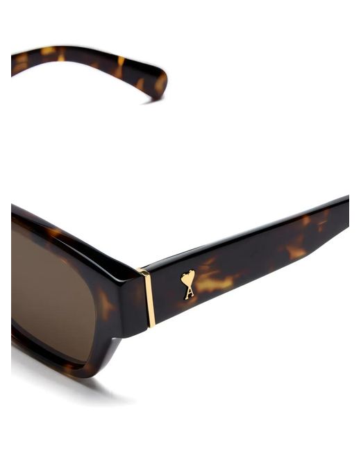 AMI Gray Square-Frame Logo Sunglasses