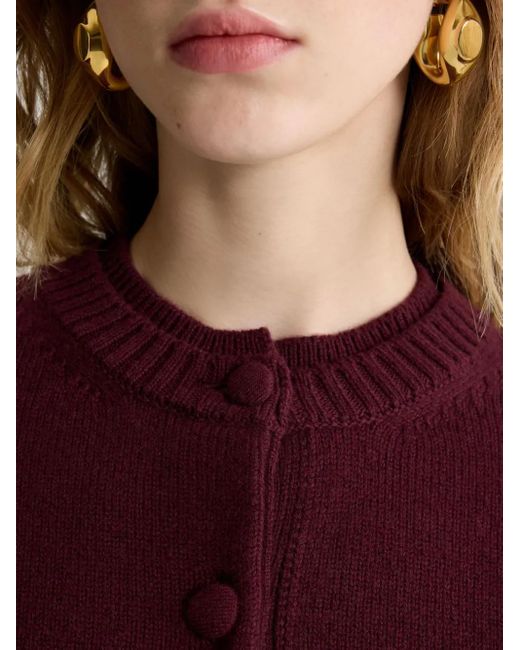 Patou Purple Double-Collar Wool Cardigan