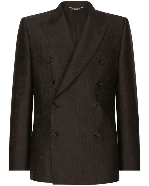 Blazer croisé à logo en jacquard Dolce & Gabbana pour homme en coloris Black