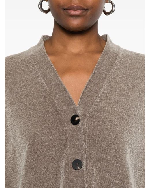 Rrd Brown Button-Front Ribbed Cardigan