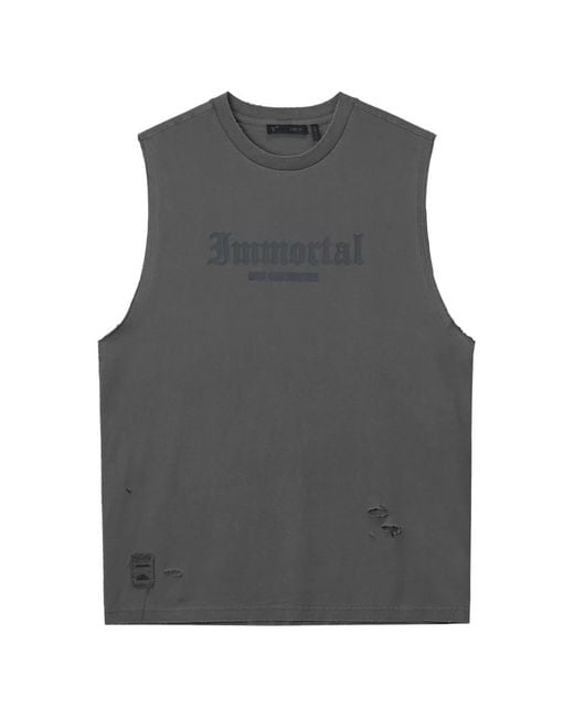 FIVE CM Gray Distressed Tank Top for men